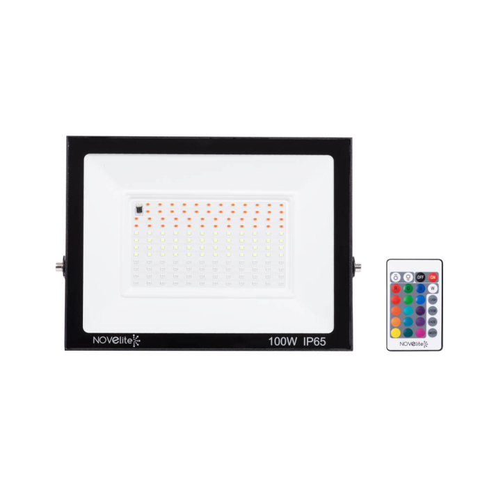 Proiector LED RGB 100W IP65 cu telecomanda si carcasa slim neagra [2]