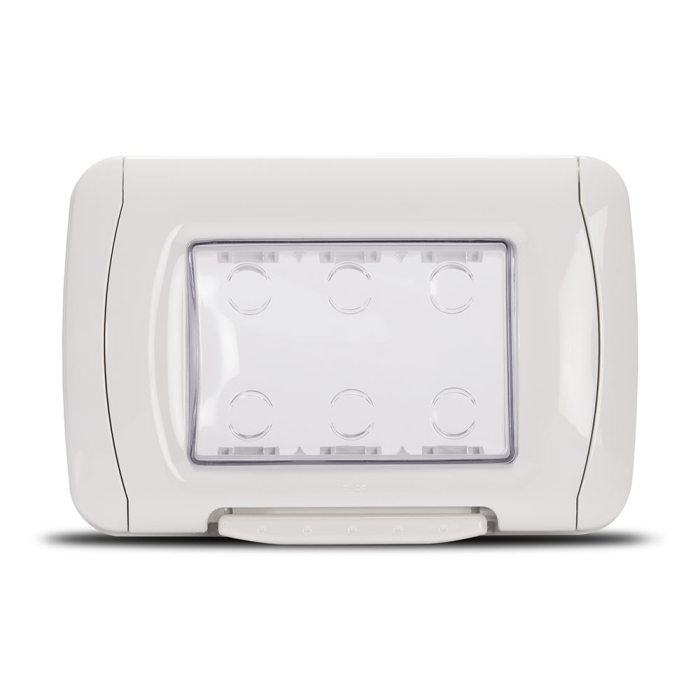 Rama etansa alba autoportanta pentru aparataj modular cu 3 module si capac transparent [2]