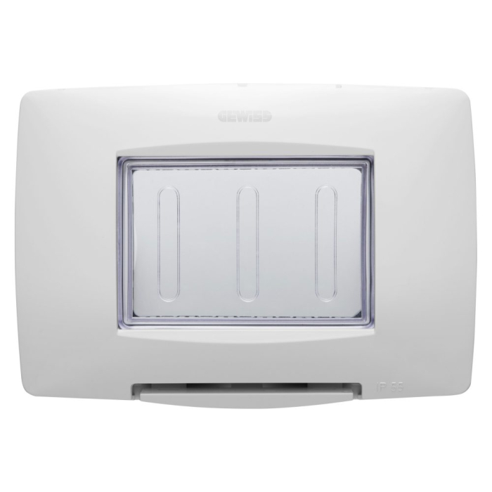 Rama etansa alba lucioasa cu capac transparent pentru 3 module standard italian [2]