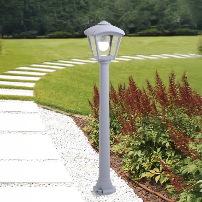 Stalp decorativ gri pentru iluminat exterior Roby cu LED CCT de 8.5W si protectie IP55 [2]