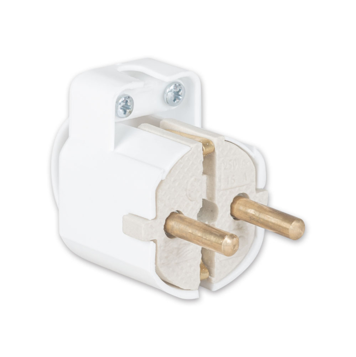 Stecher ceramic alb cu contact de protectie si inel de tragere 16A [2]