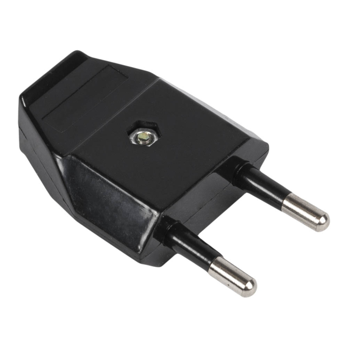 Stecher plat negru fara contact de protectie 10A 2P IP20 [2]