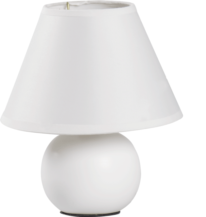 Veioza decorativa alba cu baza ceramica si abajur textil alb, dulie E14 [2]