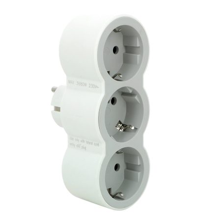 Adaptor triplu alb gri cu 3 prize frontale 2P E 16A [0]