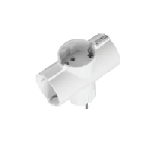 Adaptor rotund alb cu 3 prize fara impamantare [0]