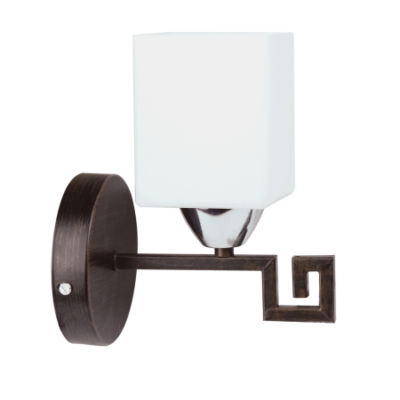 Aplica decorativa Elada alba si wenge cu abajur din sticla alba si soclu E27 [0]
