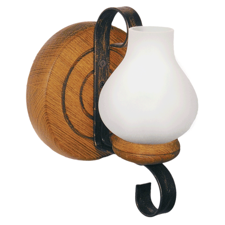 Corpuri iluminat interior - Aplica decorativa Elaria Antic din lemn cu abajur din sticla alba pentru bec E14