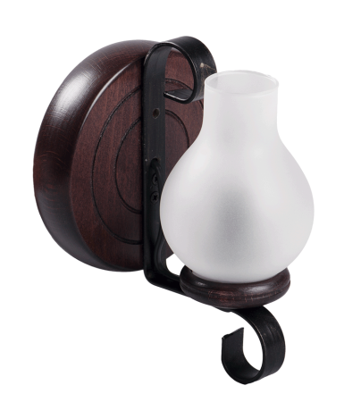 Corpuri iluminat interior - Aplica decorativa de perete wenge din lemn si sticla alba cu dulie E14