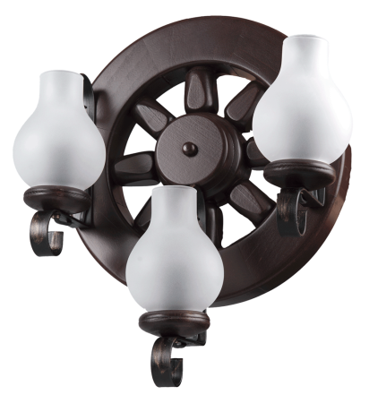 Corpuri iluminat interior - Aplica decorativa de perete wenge cu trei abajururi din sticla alba