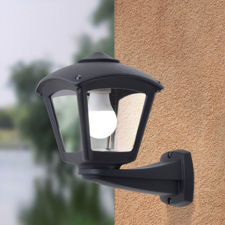 Aplica decorativa de exterior neagra cu dulie E27 si dispersor transparent IP55 [1]