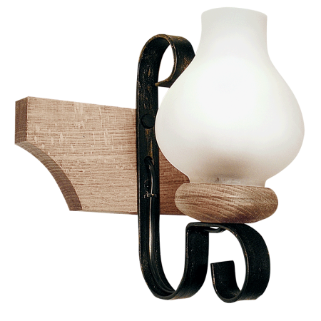 Corpuri iluminat interior - Aplica decorativa pentru interior cu finisaj nuc si abajur din sticla alba