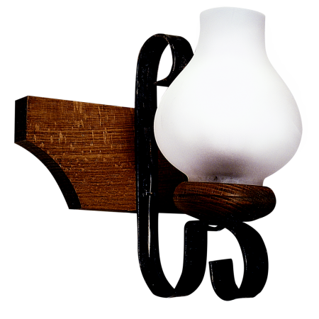 Corpuri iluminat interior - Aplica decorativa de interior cu finisaj wenge si abajur din sticla alba