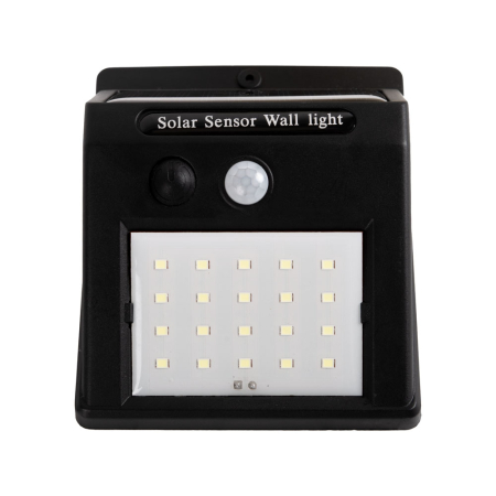 Surse de iluminat - Aplica solara mini neagra cu LED 6500K si senzor de miscare PIR pentru montaj pe perete