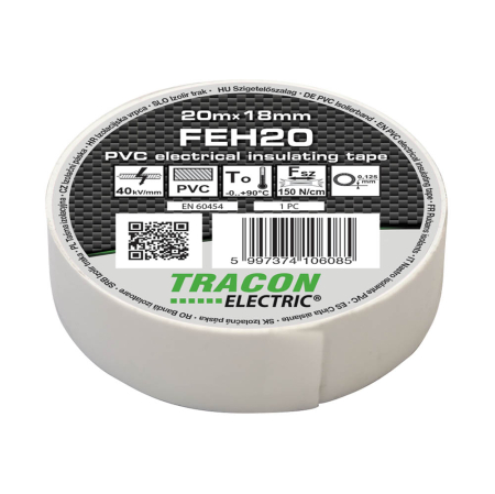 Banda izolatoare alba din PVC cu lungime de 20 m si latime de 18 mm [0]