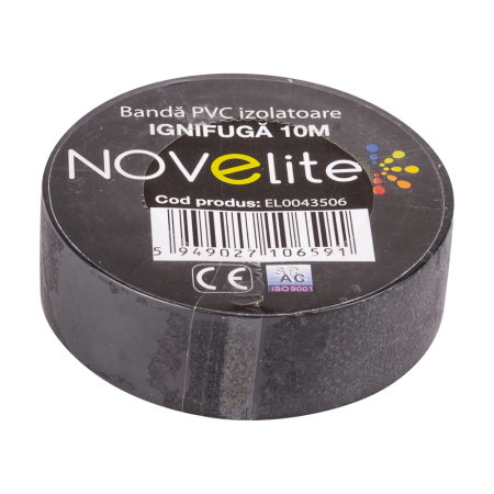 Banda izolatoare din PVC ignifuga neagra rola 10 m latime 19 mm [0]