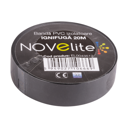 Trasee electrice - Banda izolatoare PVC ignifuga neagra 20 m x 19 mm