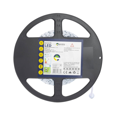Banda LED - Banda LED 12V cu 60 LED pe metru lumina calda 2700K IP20 rola 5 m