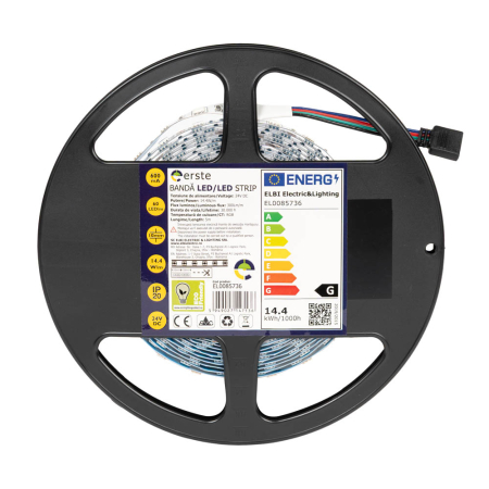Banda LED - Banda LED RGB 24V IP20 cu 60 LED pe metru rola 5 m