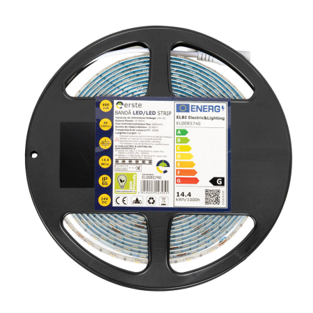 Banda LED - Banda LED 24V 60 LED pe metru 14.4W pe metru 4000K IP65 rola 5m