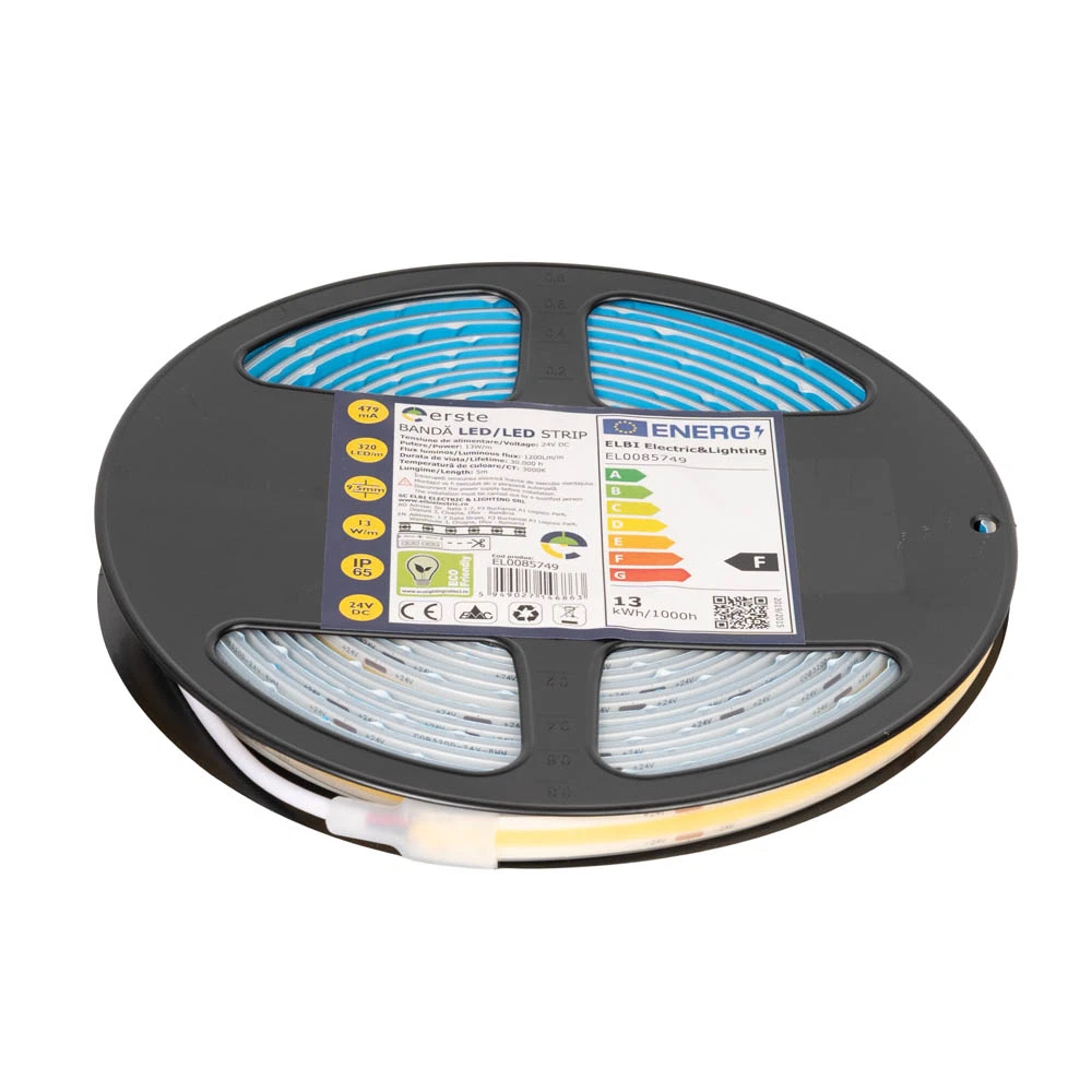 Banda LED COB 24V 13W pe metru 3000K IP65 rola 5m [4]