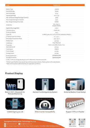 Baterie fotovoltaică Felicity FLA48314-EU 16kWh 51.2V LiFePO4 cu BMS integrat, WiFi [7]