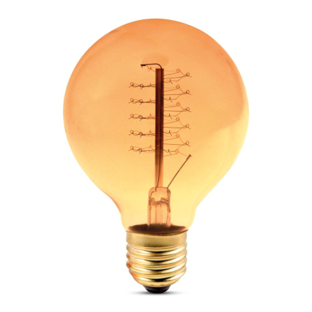 Surse de iluminat - Bec incandescent decorativ forma glob G80 cu soclu E27 si sticla clara