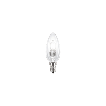 Surse de iluminat - Bec halogen clar tip lumanare B35 cu soclu E14 si putere 18 W