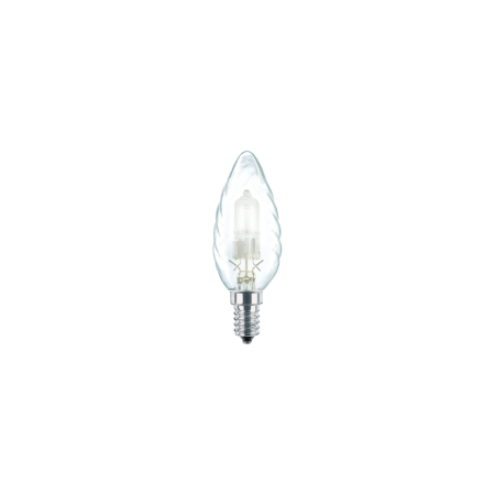 Surse de iluminat - Bec halogen decorativ lumanare rasucita cu soclu E14 si finisaj clar