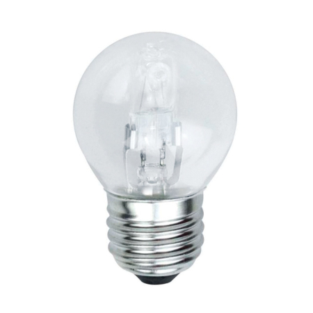 Surse de iluminat - Bec halogen sferic clar 42W cu soclu E27 si lumina calda