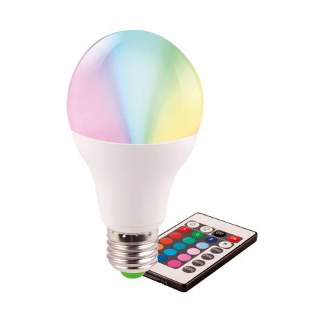 Bec LED - Bec LED RGB A60 5W cu dulie E27 si telecomanda pentru iluminat decorativ