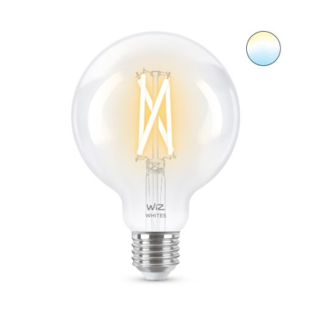 Bec LED inteligent cu filament vizibil forma glob G95 sticla clara soclu E27 lumina alba reglabila [1]