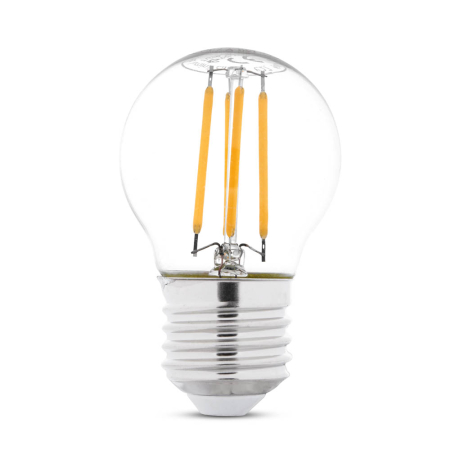 Bec LED - Bec LED filament sferic G45 clar cu dulie E27 si lumina calda 2700K
