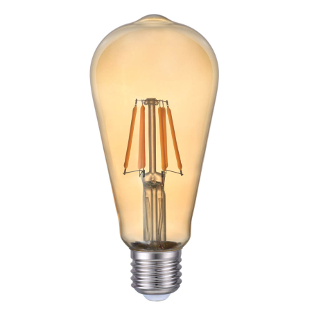 Bec LED filament ST64 auriu 6W cu soclu E27 si lumina 2200K [0]