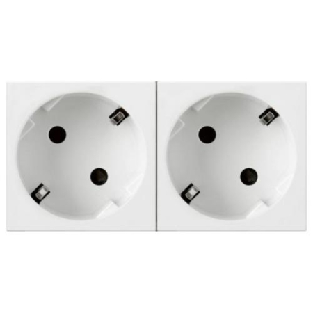 Aparataj - Bloc alb cu doua prize Schuko inclinate la 45 grade in format de 4 module