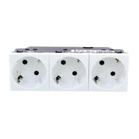 Bloc triplu de prize Schuko alb cu 6 module si orientare la 45 grade [0]