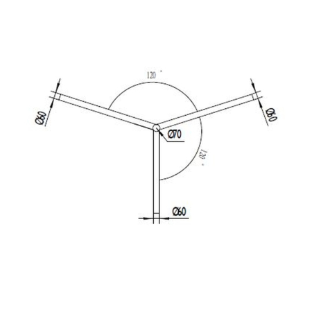 Stalpi de iluminat - Brat triplu curbat 120 grade 1 m pentru stalp de iluminat exterior