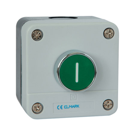 Protectie - Buton verde cu revenire automata 1NO si carcasa IP65 pentru comanda electrica