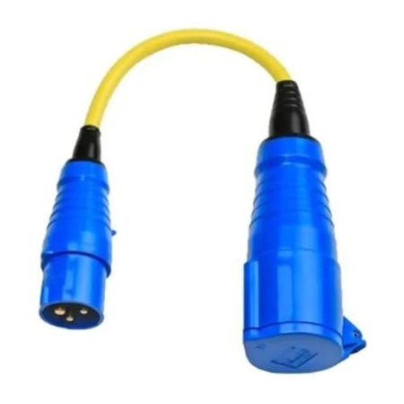 Cablu adaptor CEE 16A la 32A 250V cu stecher si cupla albastre [1]