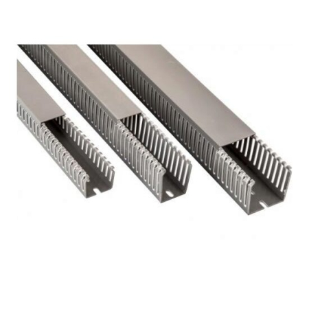 Canal cablu perforat - Canal cablu perforat gri din PVC 25x25 mm cu lungime 2 m pentru tablou electric