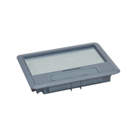 Trasee electrice - Capac dreptunghiular cu rama din plastic pentru doza de pardoseala standard 8 12 module gri