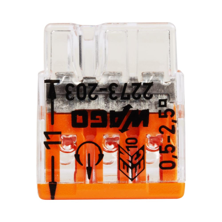 Clema de doza compacta cu 3 poli pentru conductori rigizi intre 0.5 si 2.5 mm2 [0]