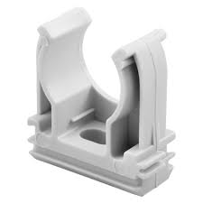 Tup rigid PVC - Clema alba din PVC pentru fixare tub rigid de 20 mm