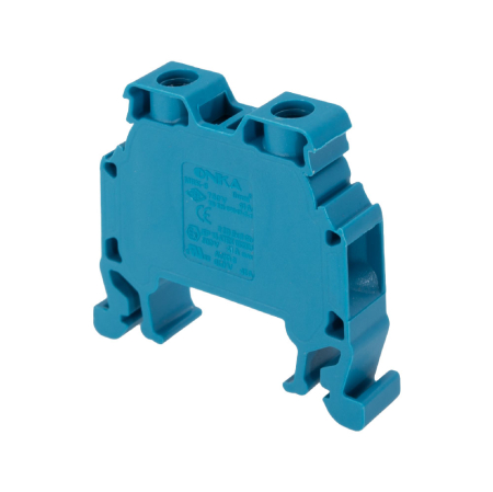 Cleme - Clema albastra pentru sina omega 6mm2 cu conexiune cu surub