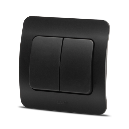 Aparataj - Comutator dublu negru mat 10A pentru montaj incastrat