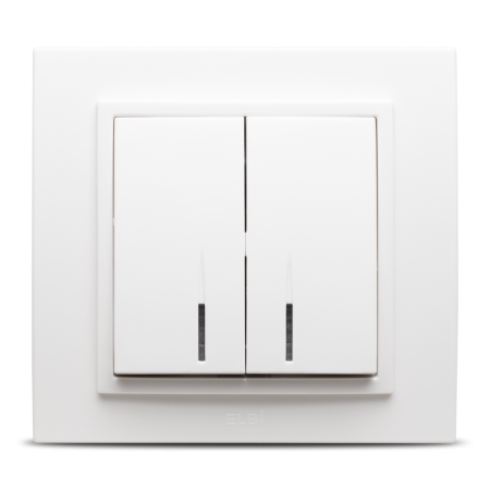 Aparataj - Comutator dublu alb cu LED pentru montaj incastrat