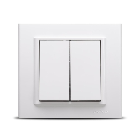 Aparataj - Comutator dublu alb pentru montaj incastrat cu doua clapete