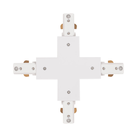 Surse de iluminat - Conector cruce alb IP20 pentru sina clasica de iluminat cu patru cai
