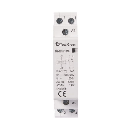 Protectie - Contactor modular gri cu 2 poli configuratie 1ND si curent nominal 16 A