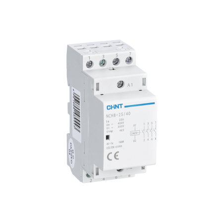 Protectie - Contactor modular 25A cu 4 contacte normal deschise si bobina 220 240V
