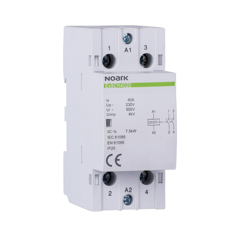 Protectie - Contactor modular 63 A cu 2 contacte normal deschise si bobina 220 230 V AC pentru sina DIN